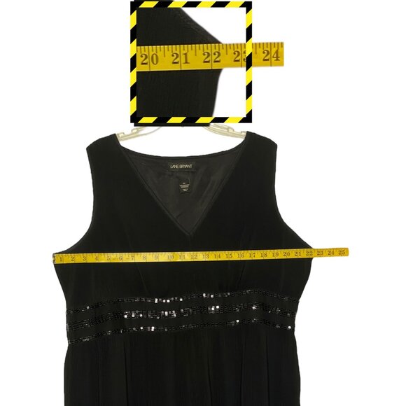 Black Sleeveless Midi Cocktail Dress Sequined Empire Waist Lane Bryant Size 20 - Picture 13 of 14